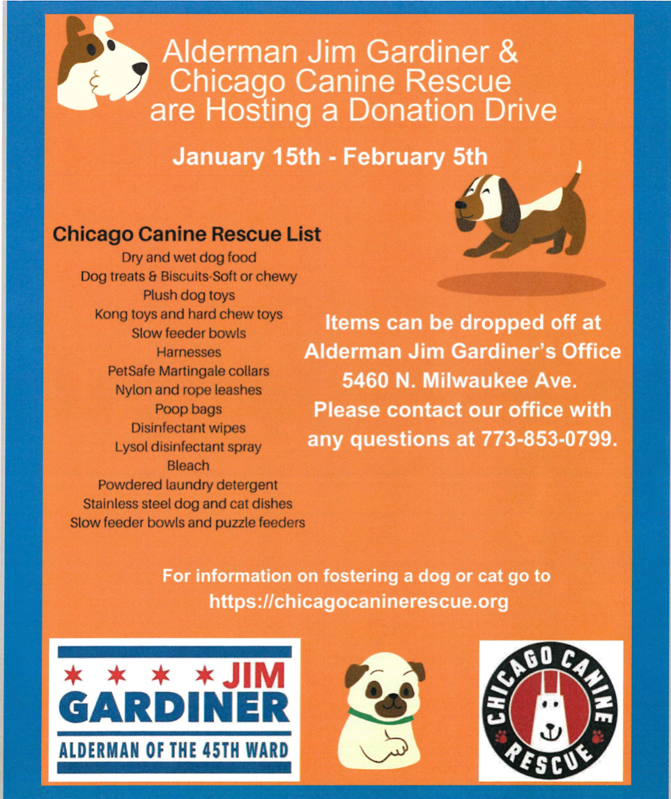 We are helping Chicago Canine Rescue with a Donation Drive